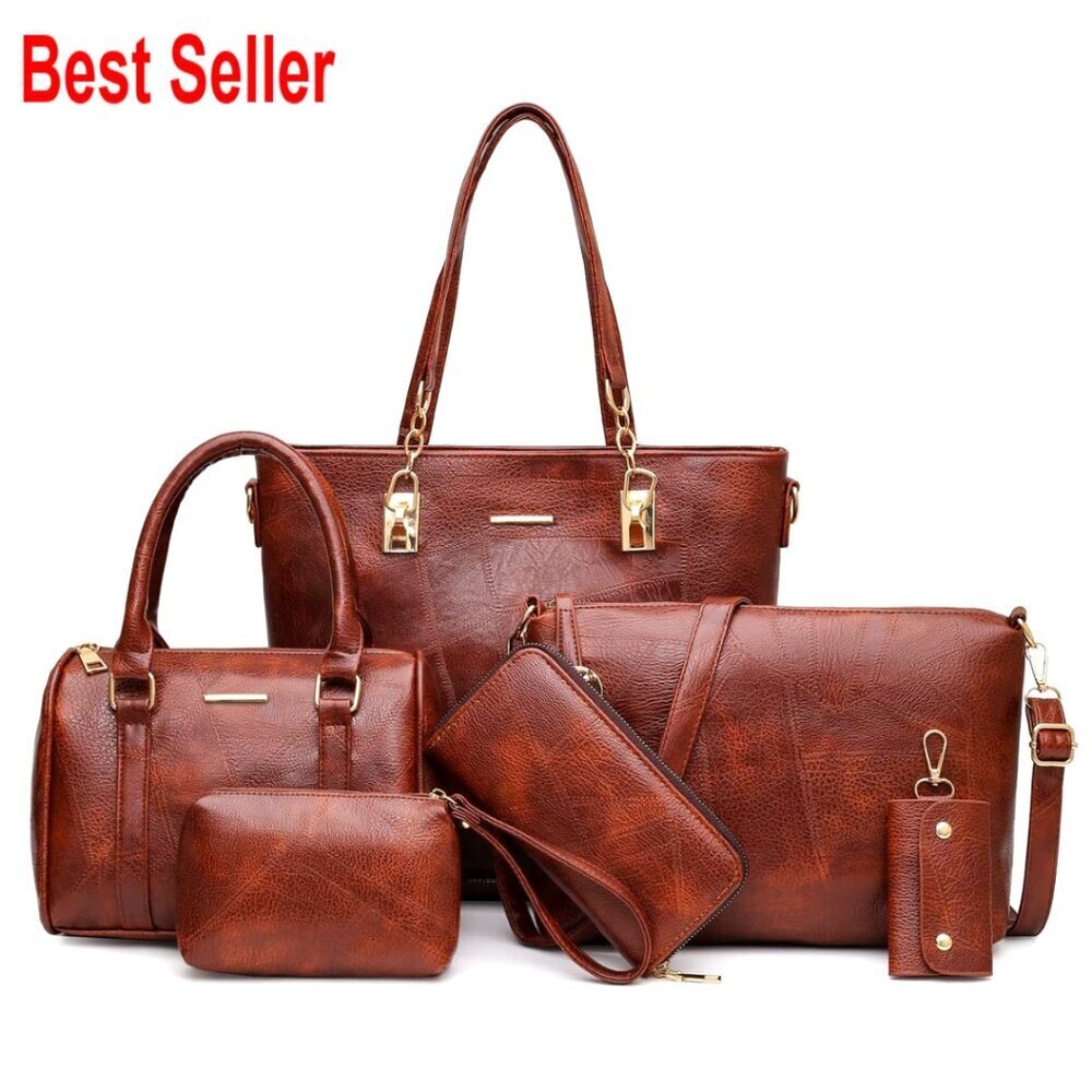 Faux Leather Tote Satchel Shoulder Bag Set with Adjustable Strap - Picture 1 of 6